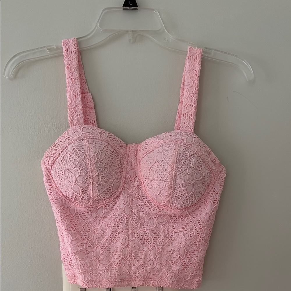 No Boundaries Pink Lace Crop Top